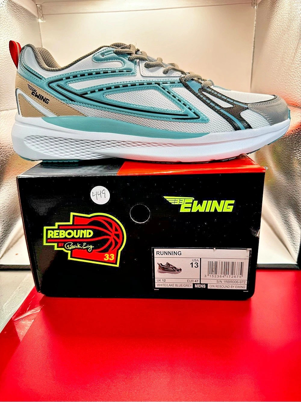 Ewing Rebound 33 Athletic Shoes in White & Blue US 13 Like New